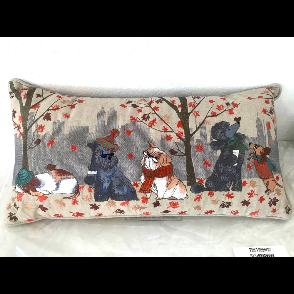 PIER 1 Autumn PARK AVENUE PUPPIES Lumbar Pillow